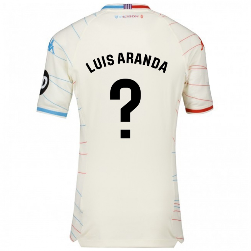 Heren José Luis Aranda #0 Wit Rood Blauw Uitshirt Uittenue 2024/25 T-Shirt