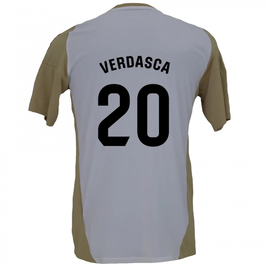 Heren Diogo Verdasca #20 Bruin Wit Uitshirt Uittenue 2024/25 T-Shirt