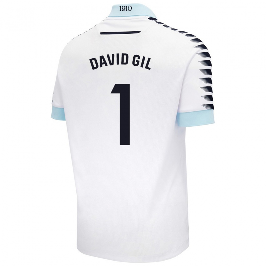 Heren David Gil #1 Wit Blauw Uitshirt Uittenue 2024/25 T-Shirt