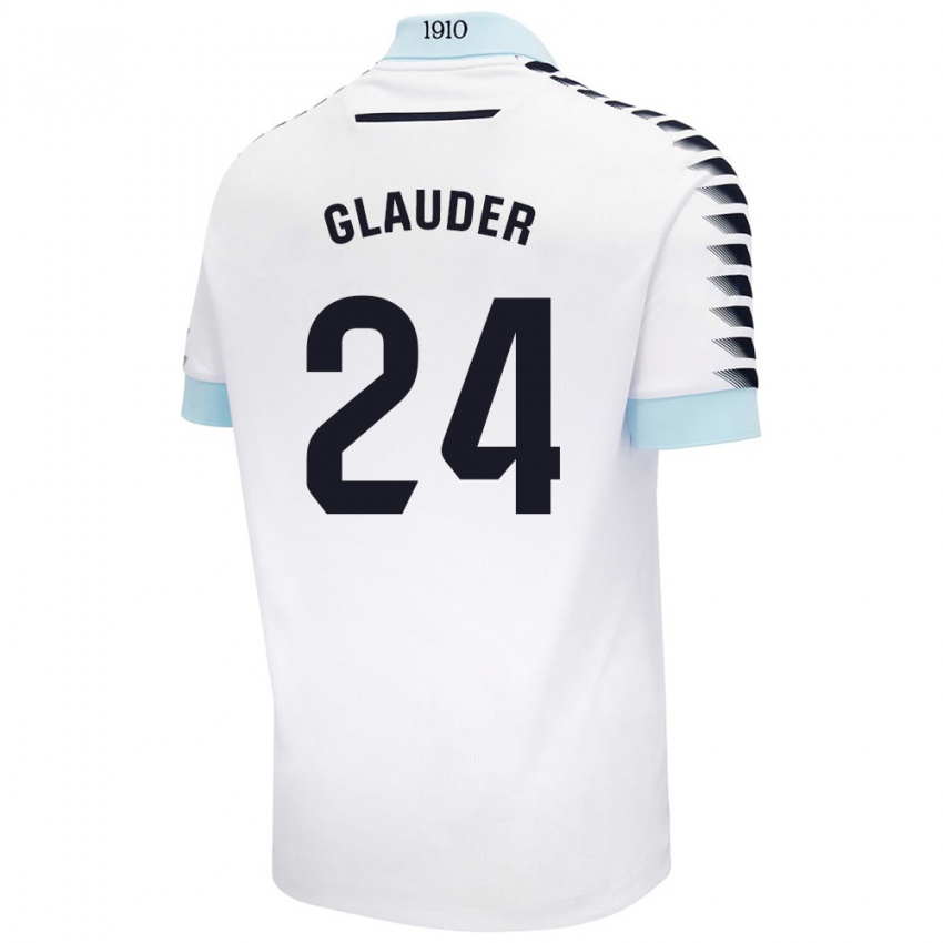 Heren Cristian Glauder #24 Wit Blauw Uitshirt Uittenue 2024/25 T-Shirt