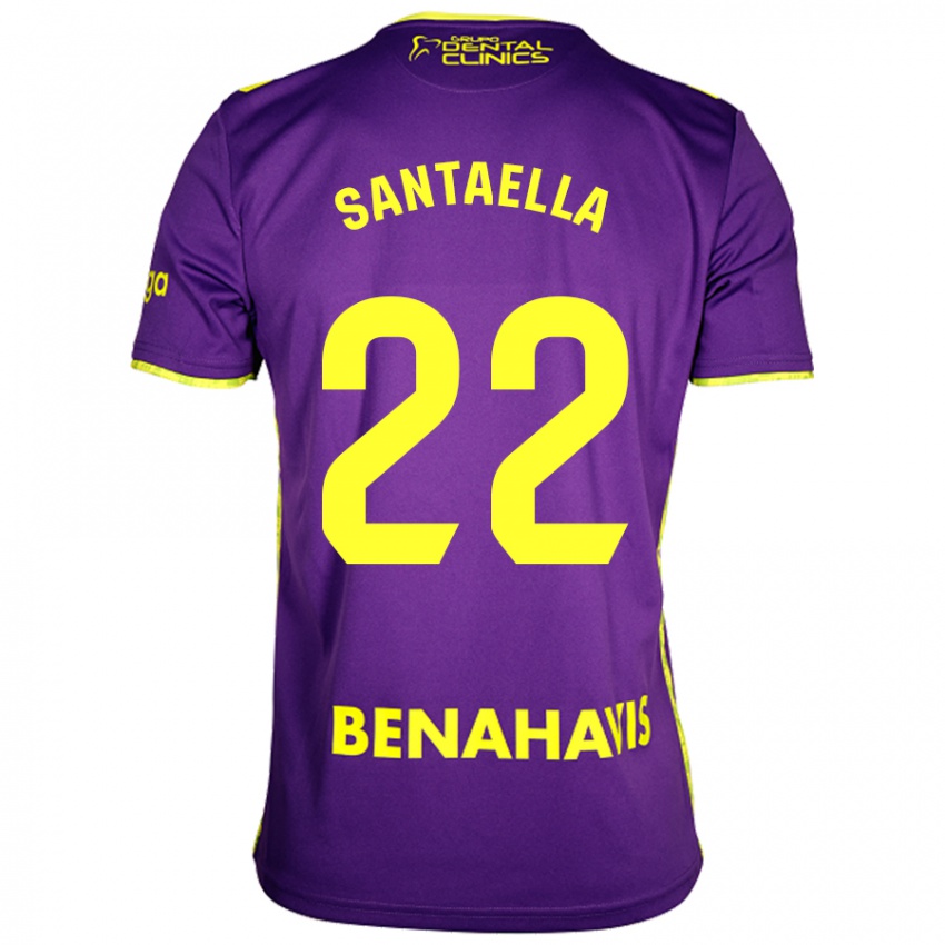 Heren Miguel Ángel Santaella #22 Paars Geel Uitshirt Uittenue 2024/25 T-Shirt