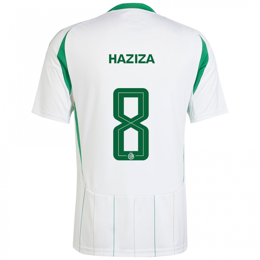 Heren Dolev Haziza #8 Witgroen Uitshirt Uittenue 2024/25 T-Shirt