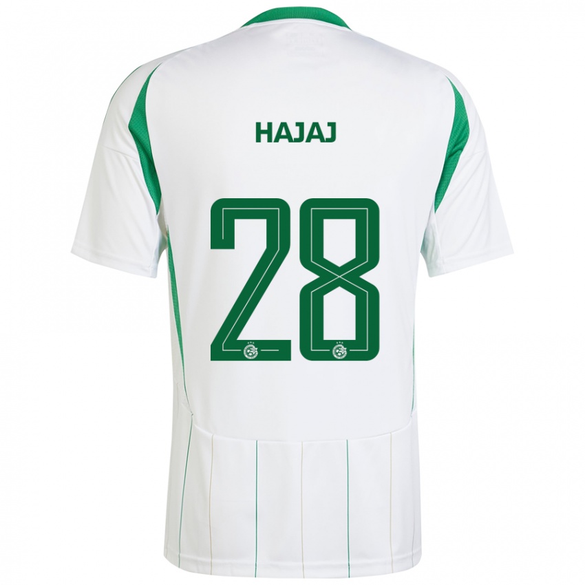 Heren Ilay Hajaj #28 Witgroen Uitshirt Uittenue 2024/25 T-Shirt