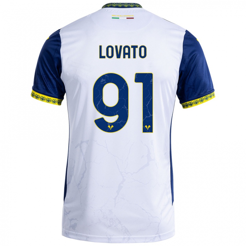 Heren Enrico Lovato #91 Witblauw Uitshirt Uittenue 2024/25 T-Shirt