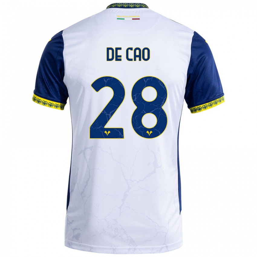 Heren Elena De Cao #28 Witblauw Uitshirt Uittenue 2024/25 T-Shirt