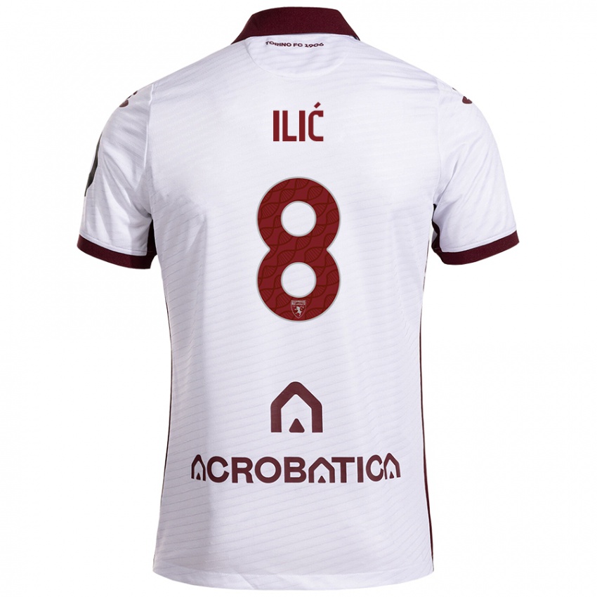 Heren Ivan Ilić #8 Wit Kastanjebruin Uitshirt Uittenue 2024/25 T-Shirt