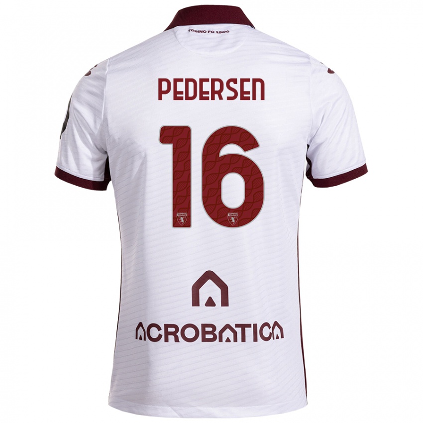 Heren Marcus Pedersen #16 Wit Kastanjebruin Uitshirt Uittenue 2024/25 T-Shirt