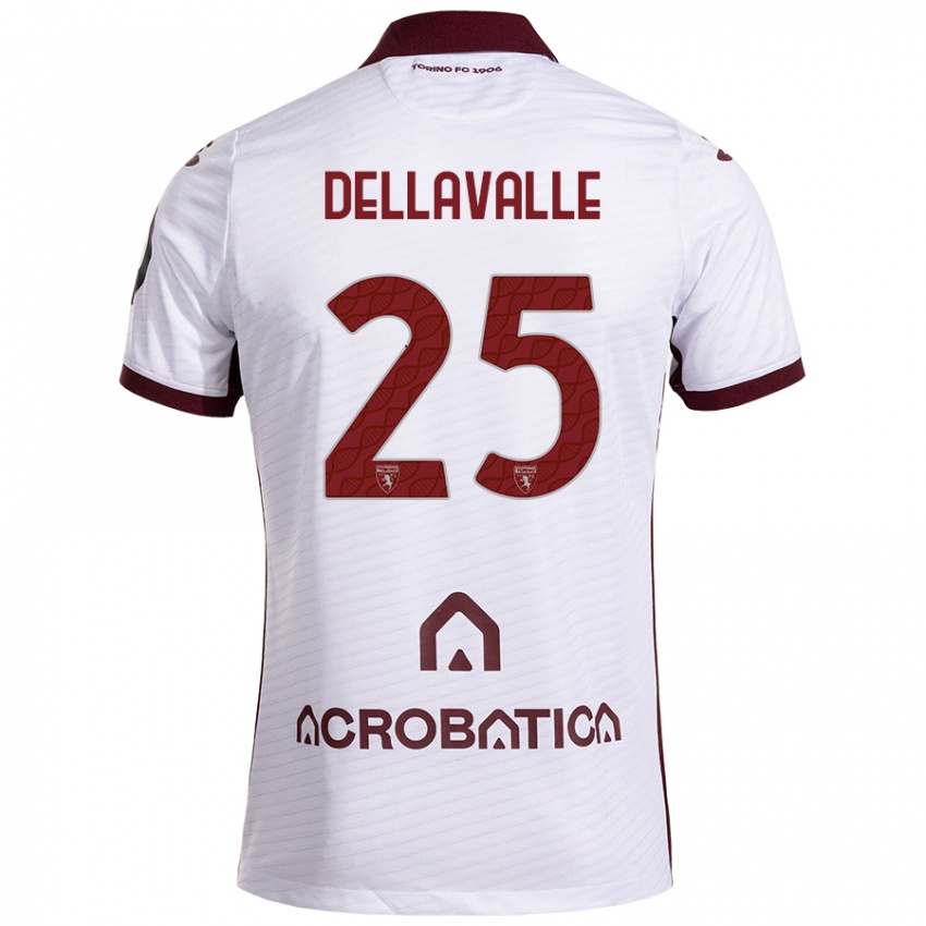 Heren Alessandro Dellavalle #25 Wit Kastanjebruin Uitshirt Uittenue 2024/25 T-Shirt