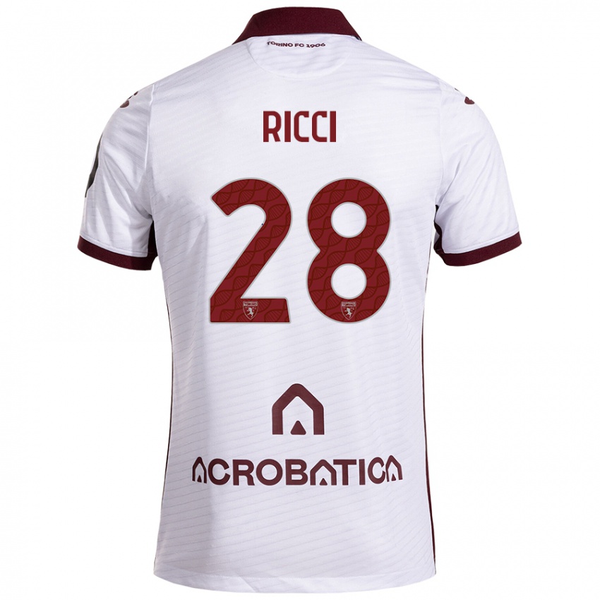 Heren Samuele Ricci #28 Wit Kastanjebruin Uitshirt Uittenue 2024/25 T-Shirt