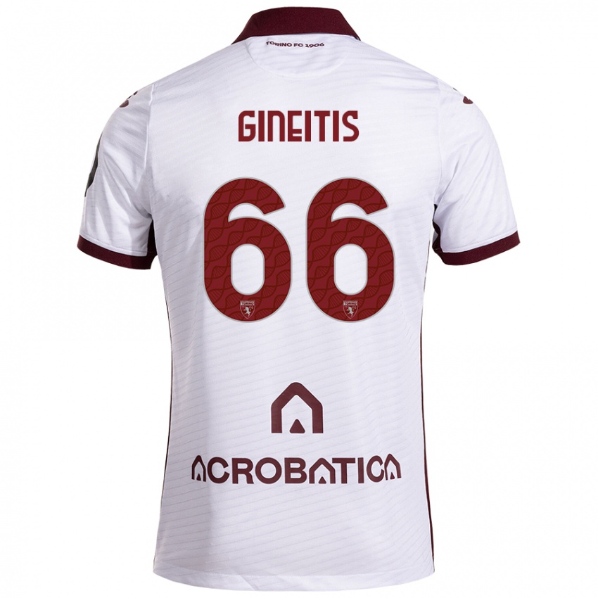 Heren Gvidas Gineitis #66 Wit Kastanjebruin Uitshirt Uittenue 2024/25 T-Shirt