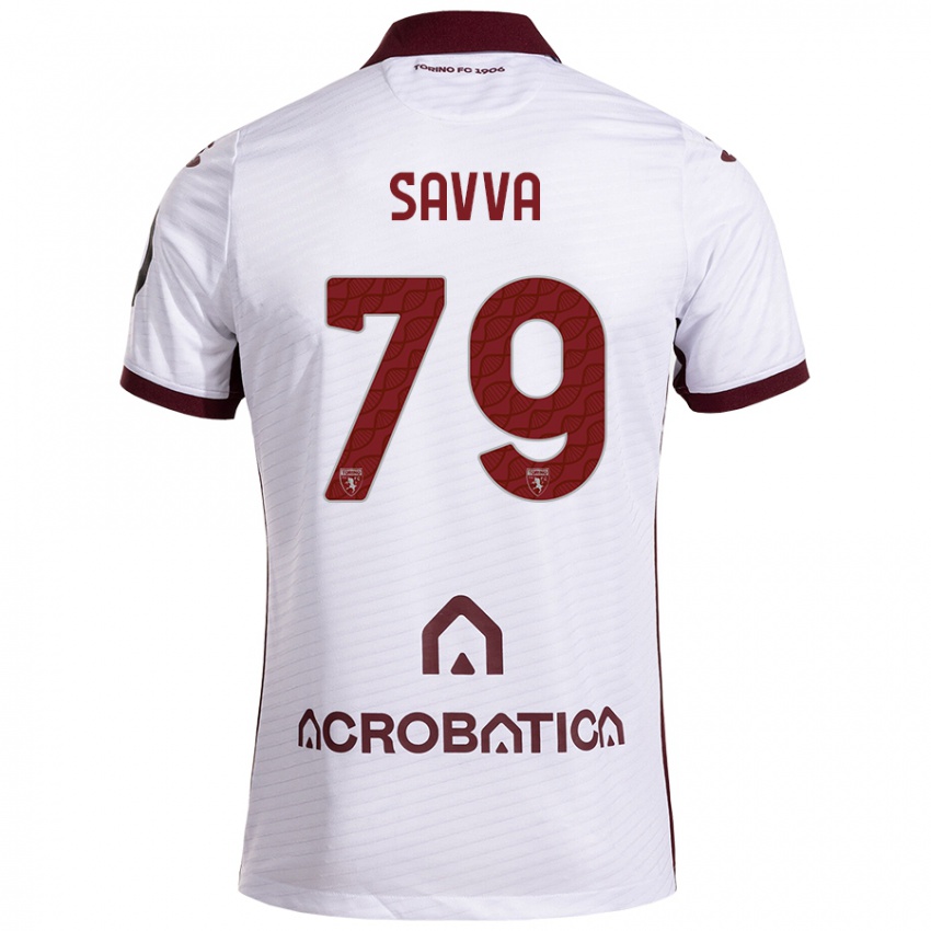 Heren Zanos Savva #79 Wit Kastanjebruin Uitshirt Uittenue 2024/25 T-Shirt