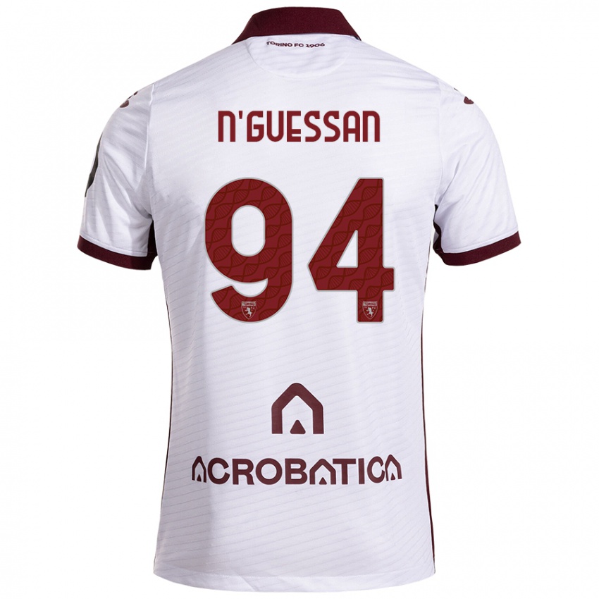 Heren Ange Caumenan N'guessan #94 Wit Kastanjebruin Uitshirt Uittenue 2024/25 T-Shirt