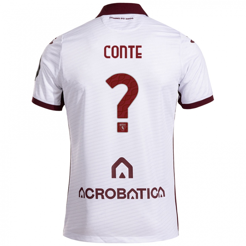 Heren Gioele Conte #0 Wit Kastanjebruin Uitshirt Uittenue 2024/25 T-Shirt