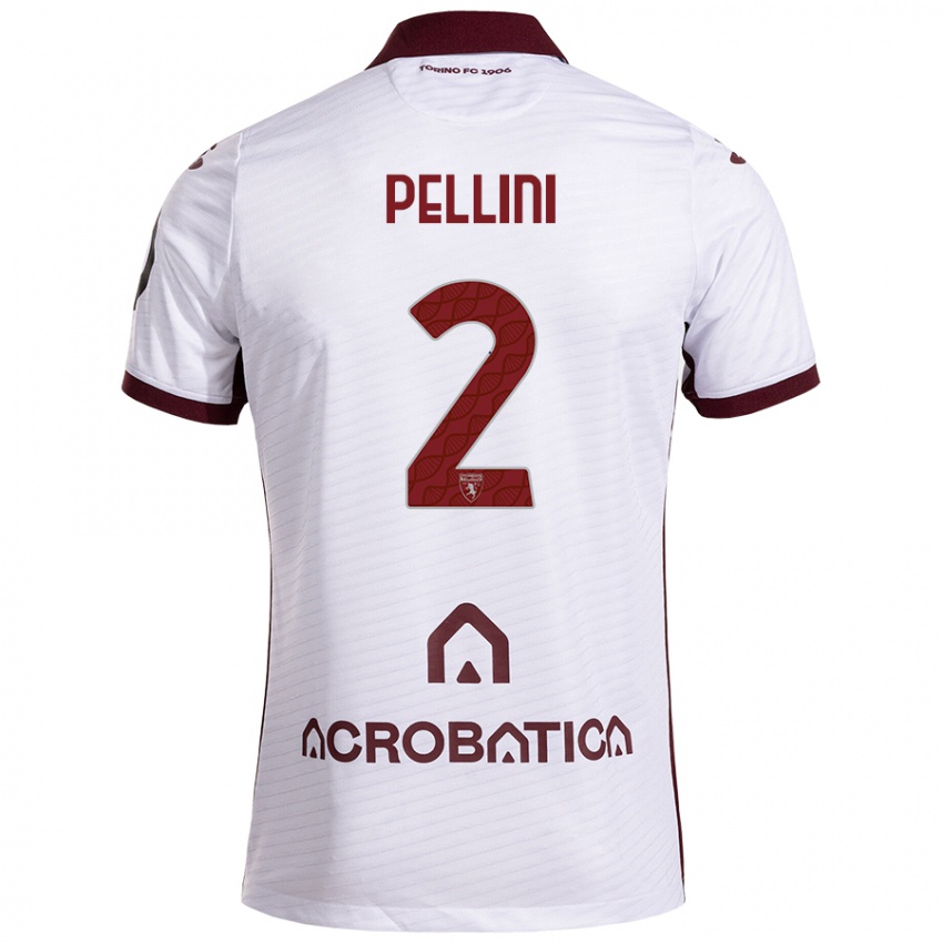 Heren Mattia Pellini #2 Wit Kastanjebruin Uitshirt Uittenue 2024/25 T-Shirt