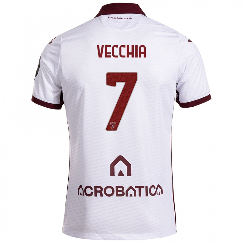 Heren Marco Dalla Vecchia #7 Wit Kastanjebruin Uitshirt Uittenue 2024/25 T-Shirt