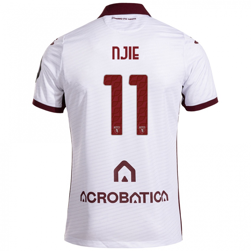 Heren Alieu Njie #11 Wit Kastanjebruin Uitshirt Uittenue 2024/25 T-Shirt