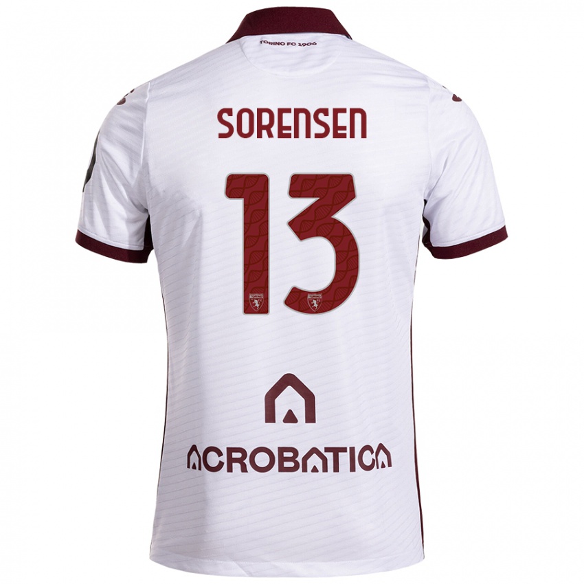 Heren Ben Sørensen #13 Wit Kastanjebruin Uitshirt Uittenue 2024/25 T-Shirt