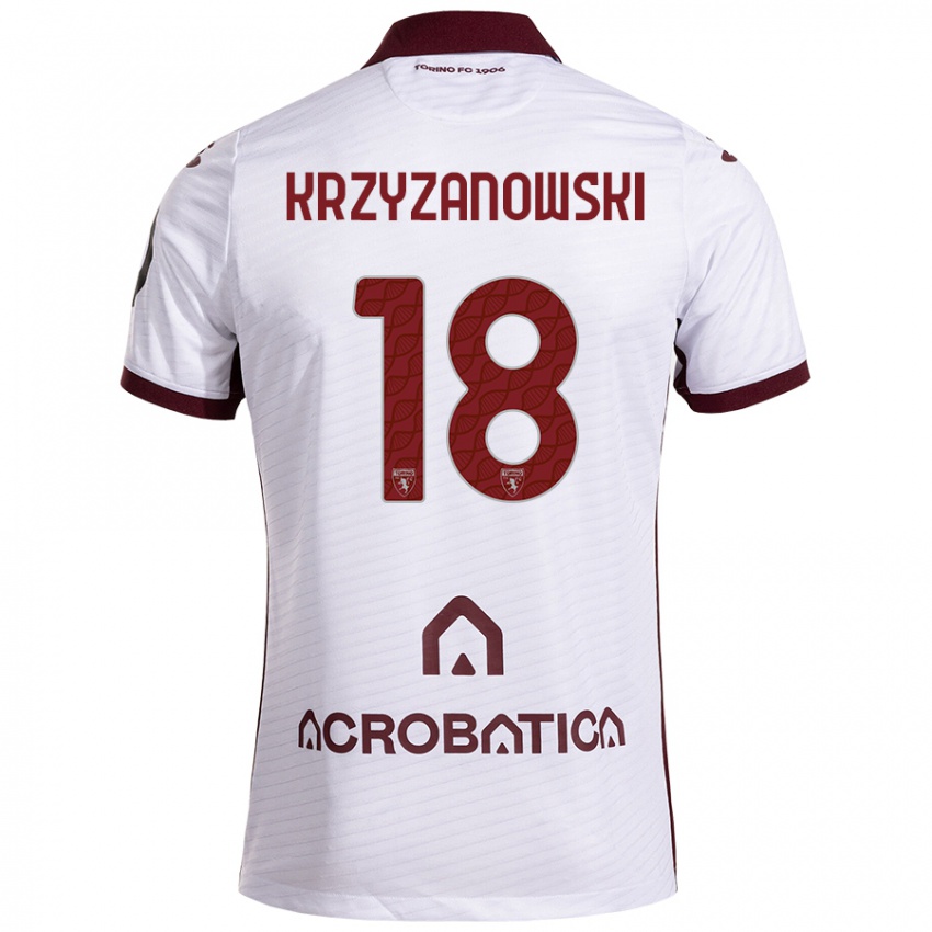 Heren Jakub Krzyzanowski #18 Wit Kastanjebruin Uitshirt Uittenue 2024/25 T-Shirt