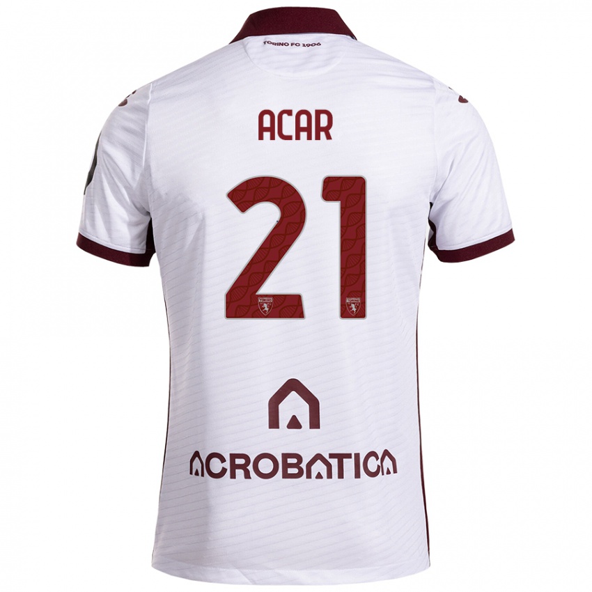 Heren Emirhan Acar #21 Wit Kastanjebruin Uitshirt Uittenue 2024/25 T-Shirt