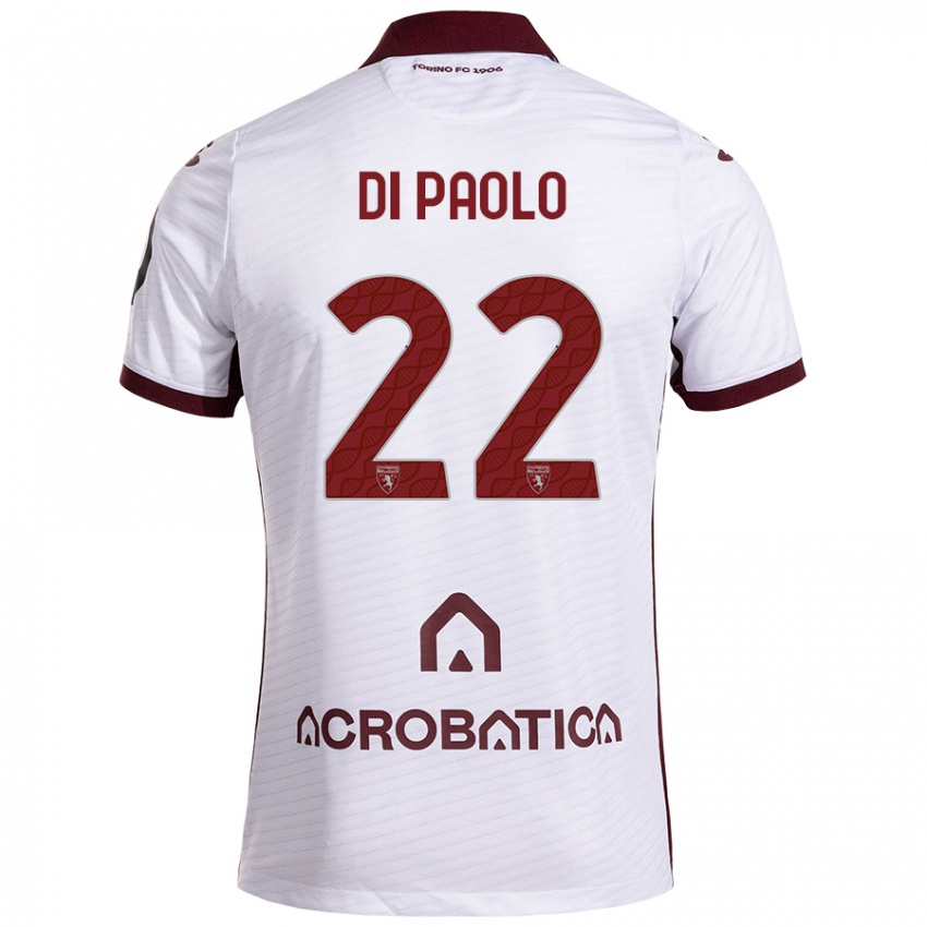 Heren Sebastiano Di Paolo #22 Wit Kastanjebruin Uitshirt Uittenue 2024/25 T-Shirt