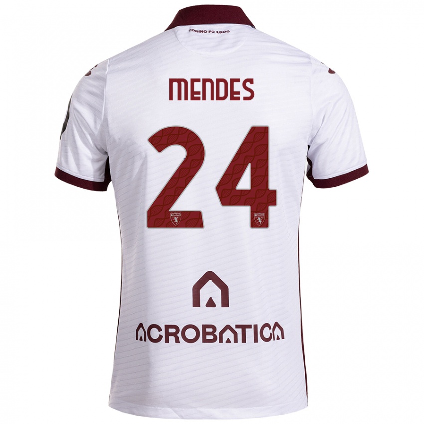 Heren Rodrigo Mendes #24 Wit Kastanjebruin Uitshirt Uittenue 2024/25 T-Shirt