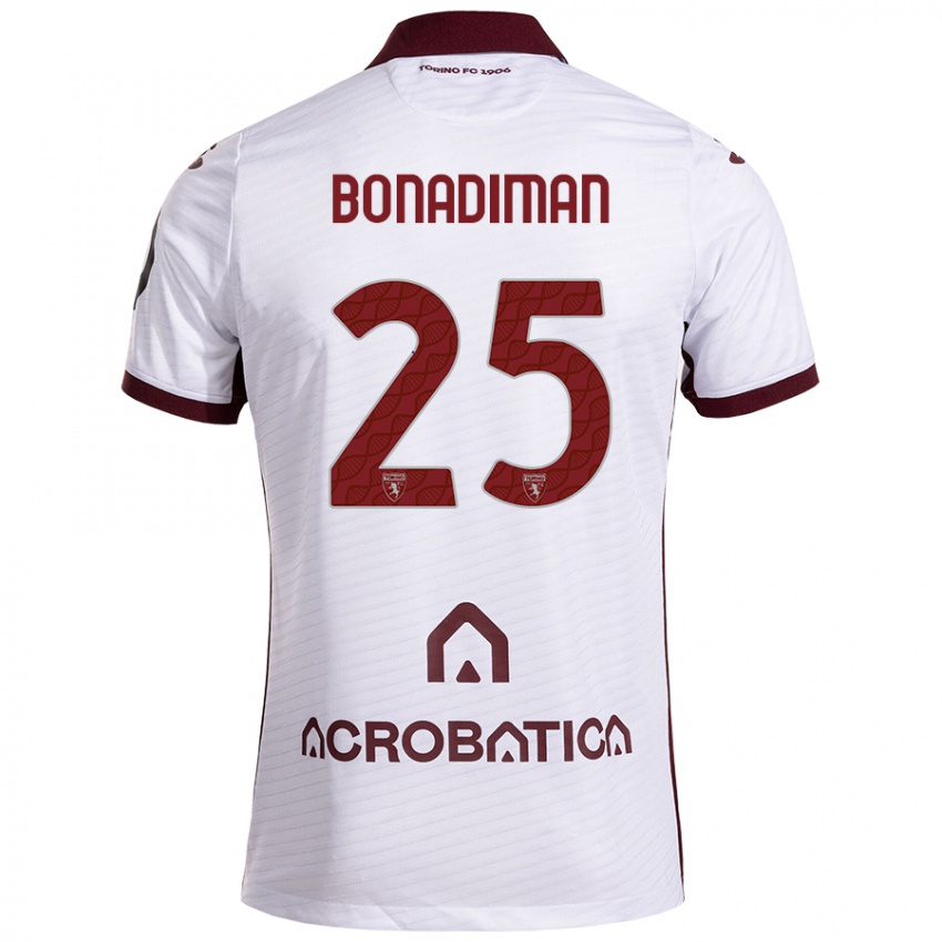 Heren Matteo Bonadiman #25 Wit Kastanjebruin Uitshirt Uittenue 2024/25 T-Shirt