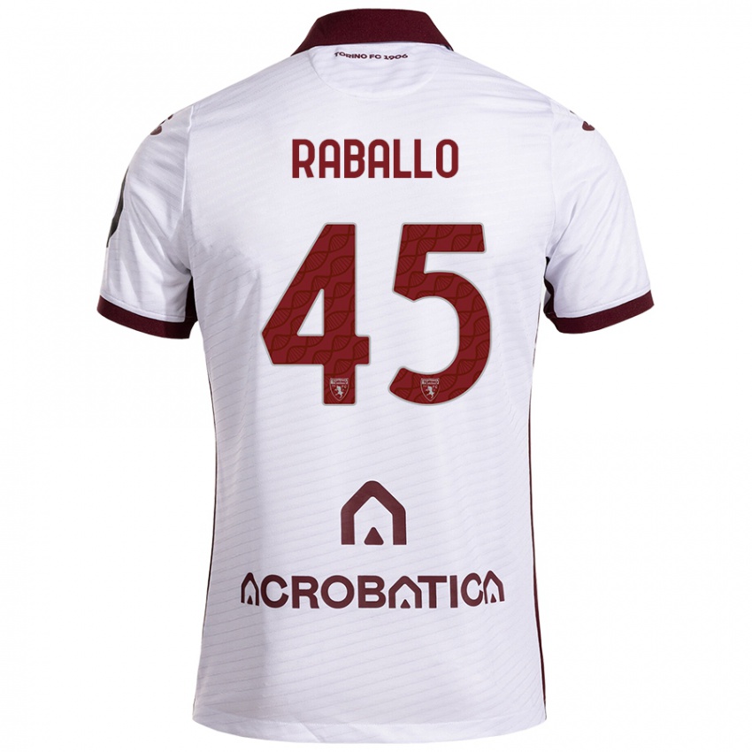 Heren Alessio Raballo #45 Wit Kastanjebruin Uitshirt Uittenue 2024/25 T-Shirt