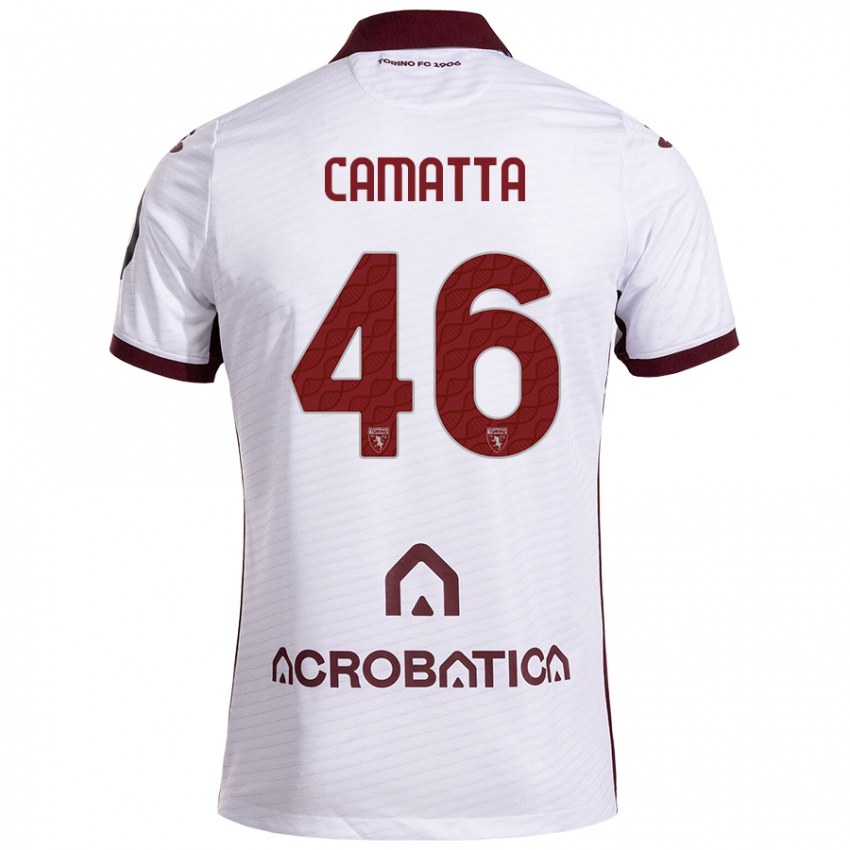 Heren Alessandro Camatta #46 Wit Kastanjebruin Uitshirt Uittenue 2024/25 T-Shirt