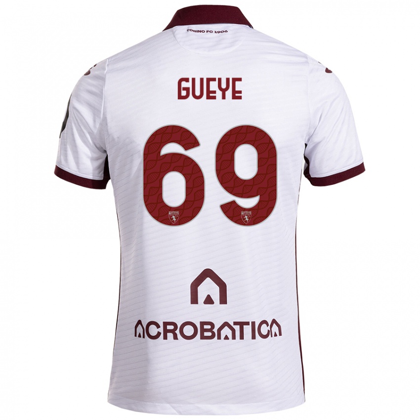 Heren Ousmane Gueye #69 Wit Kastanjebruin Uitshirt Uittenue 2024/25 T-Shirt