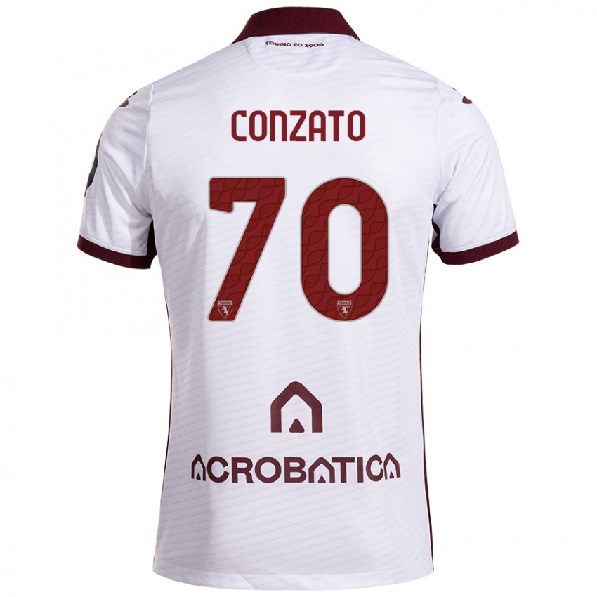 Heren Filippo Conzato #70 Wit Kastanjebruin Uitshirt Uittenue 2024/25 T-Shirt