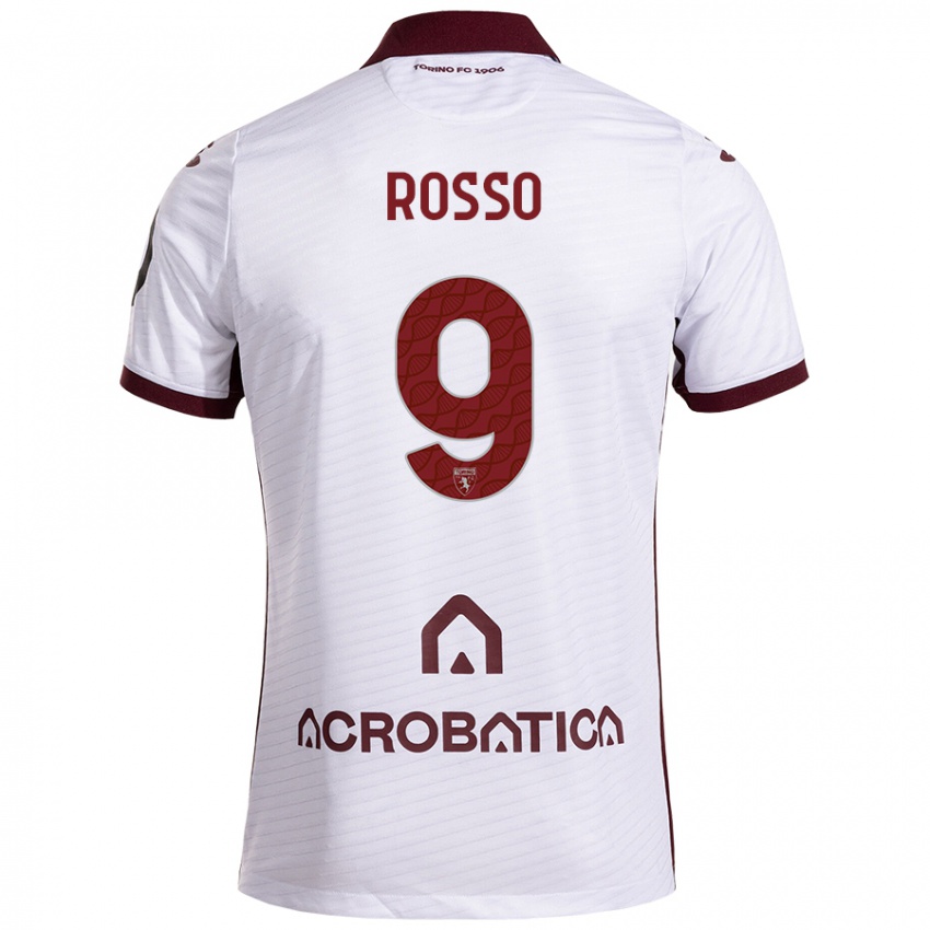 Heren Eleonora Rosso #9 Wit Kastanjebruin Uitshirt Uittenue 2024/25 T-Shirt