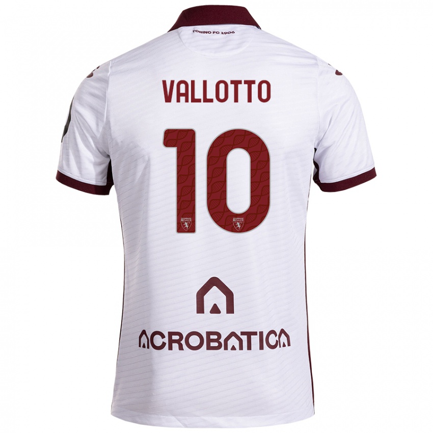 Heren Greta Vallotto #10 Wit Kastanjebruin Uitshirt Uittenue 2024/25 T-Shirt