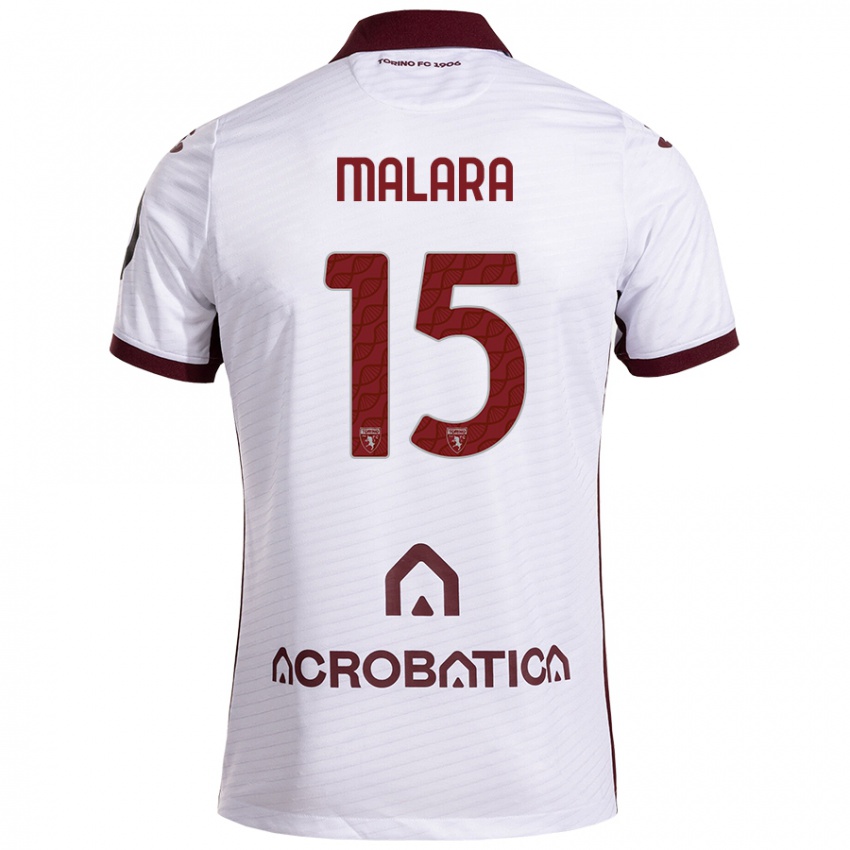 Heren Sara Malara #15 Wit Kastanjebruin Uitshirt Uittenue 2024/25 T-Shirt