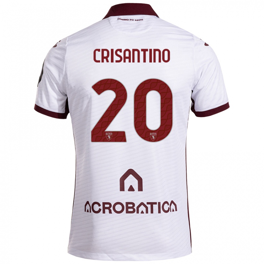 Heren Giulia Crisantino #20 Wit Kastanjebruin Uitshirt Uittenue 2024/25 T-Shirt