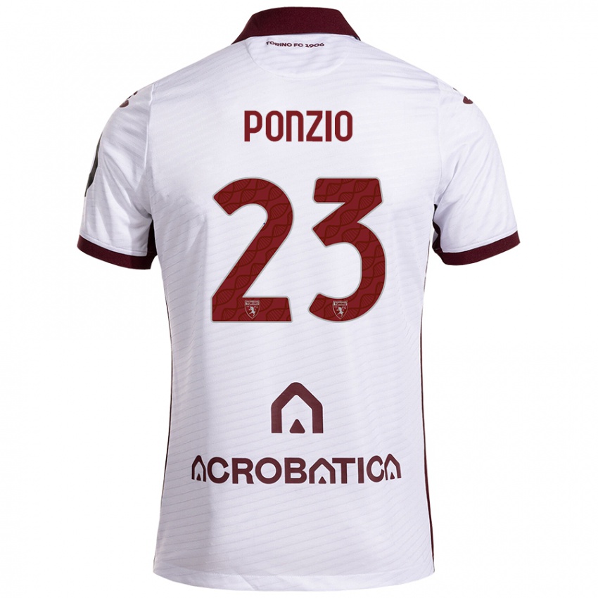 Heren Erika Ponzio #23 Wit Kastanjebruin Uitshirt Uittenue 2024/25 T-Shirt