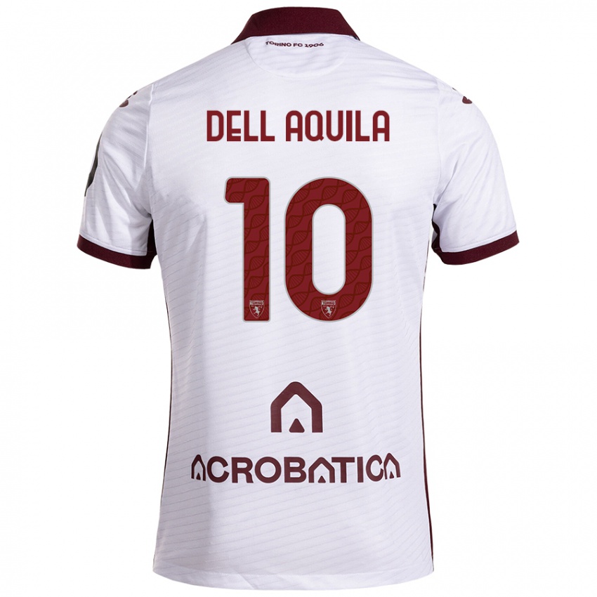 Heren Francesco Dell'aquila #10 Wit Kastanjebruin Uitshirt Uittenue 2024/25 T-Shirt