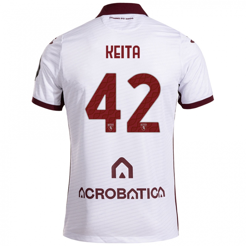 Heren Karamoko Keita #42 Wit Kastanjebruin Uitshirt Uittenue 2024/25 T-Shirt