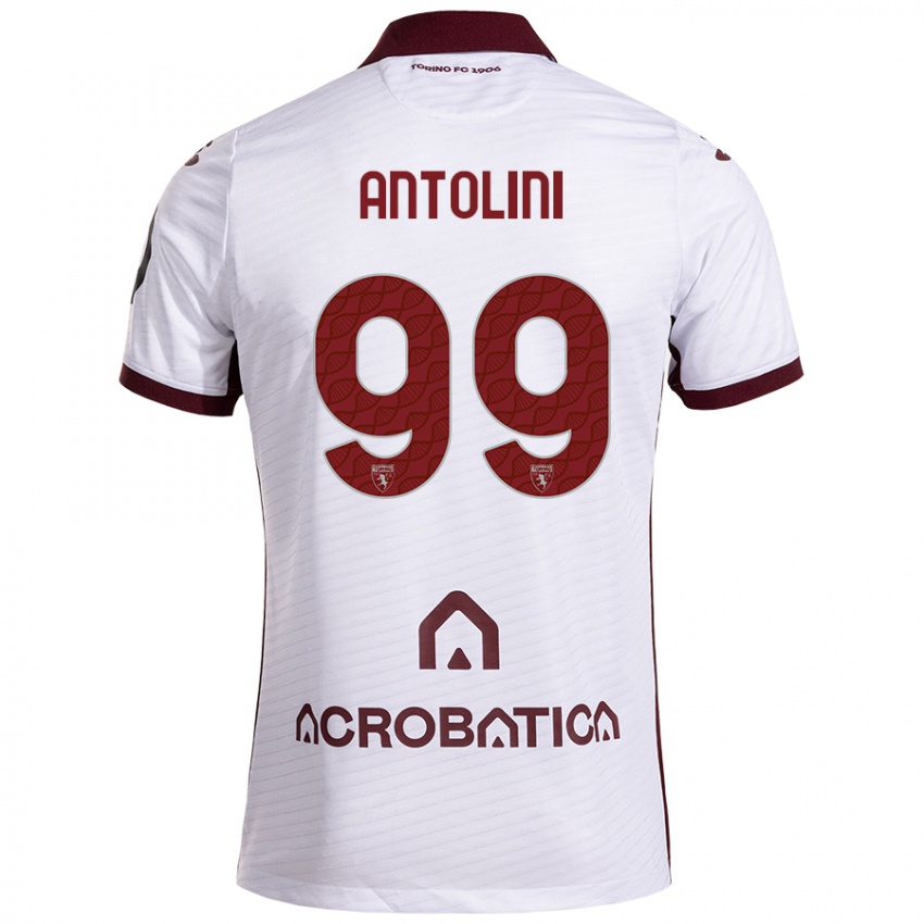 Heren Jacopo Antolini #99 Wit Kastanjebruin Uitshirt Uittenue 2024/25 T-Shirt