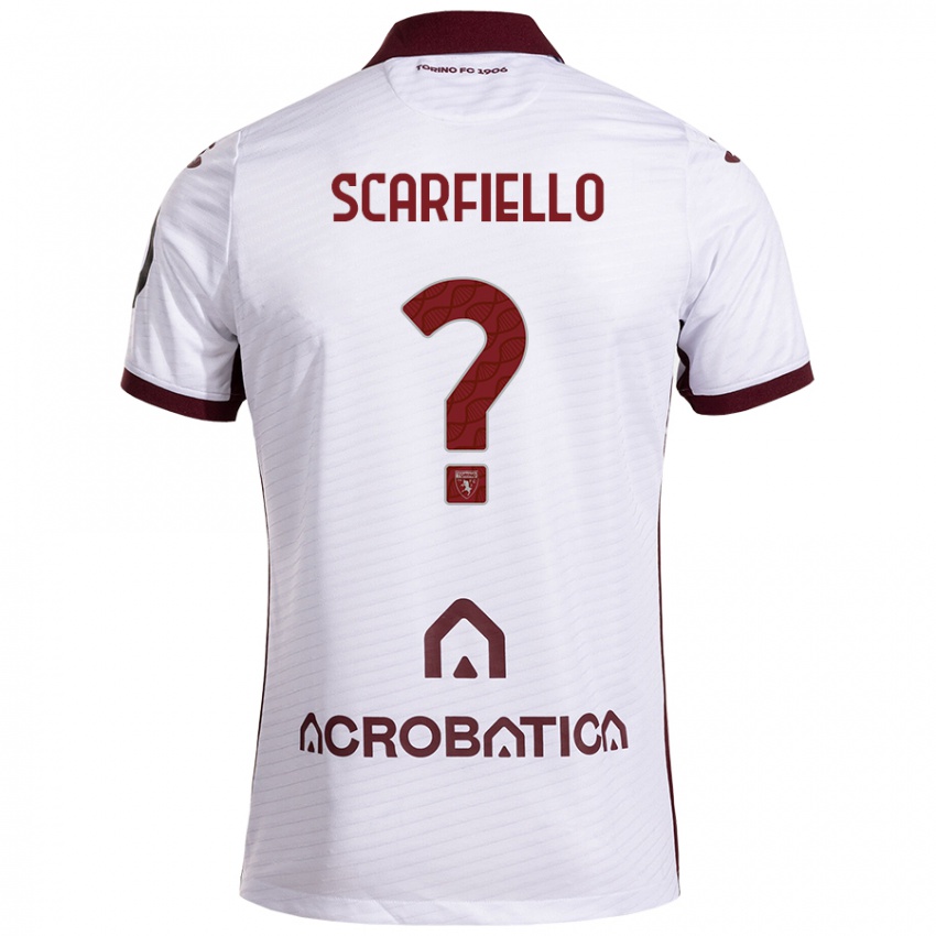 Heren Luca Scarfiello #0 Wit Kastanjebruin Uitshirt Uittenue 2024/25 T-Shirt