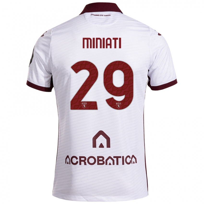 Heren Elisa Miniati #29 Wit Kastanjebruin Uitshirt Uittenue 2024/25 T-Shirt