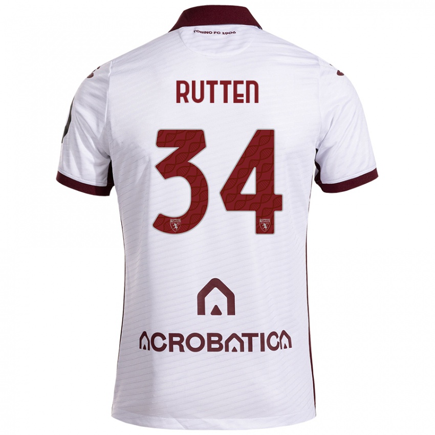 Heren Jill Rutten #34 Wit Kastanjebruin Uitshirt Uittenue 2024/25 T-Shirt