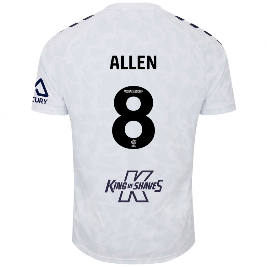 Heren Jamie Allen #8 Wit Uitshirt Uittenue 2024/25 T-Shirt