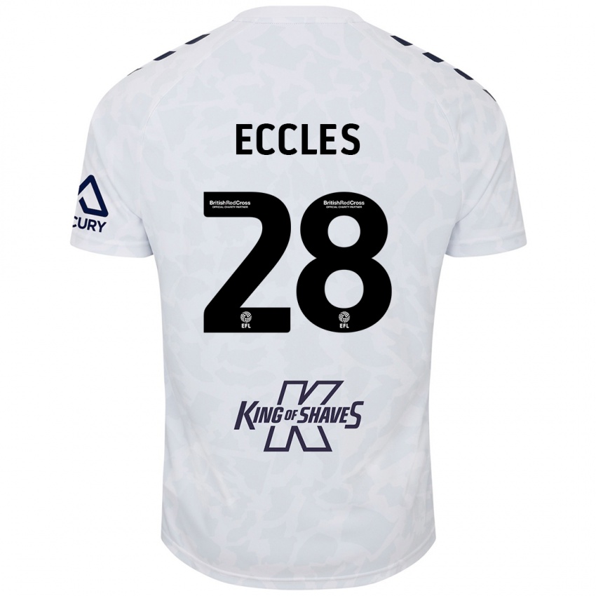 Heren Josh Eccles #28 Wit Uitshirt Uittenue 2024/25 T-Shirt