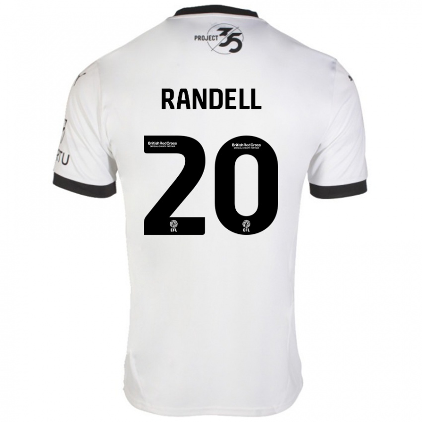 Heren Adam Randell #20 Wit Zwart Uitshirt Uittenue 2024/25 T-Shirt