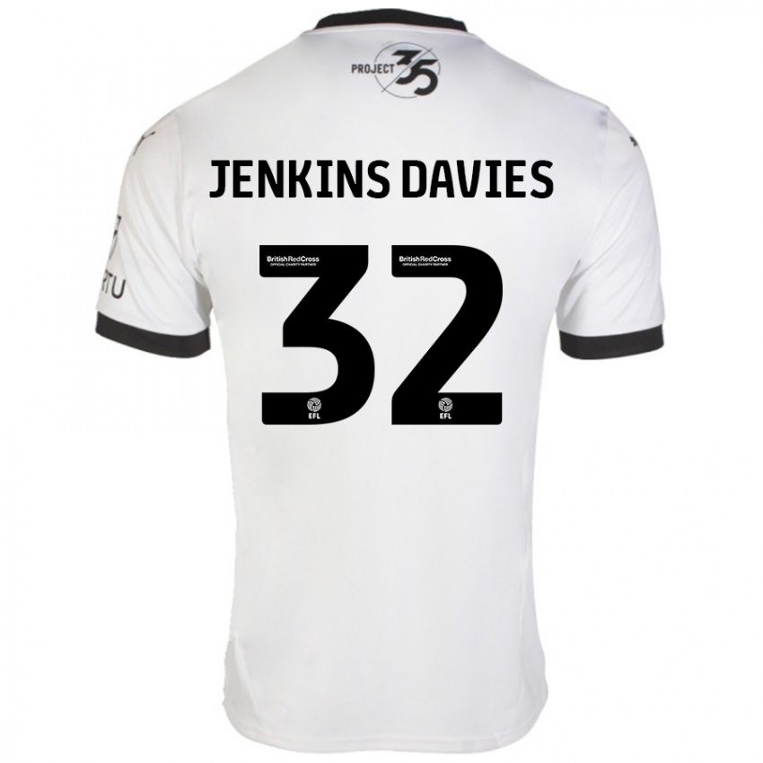 Heren Will Jenkins-Davies #32 Wit Zwart Uitshirt Uittenue 2024/25 T-Shirt