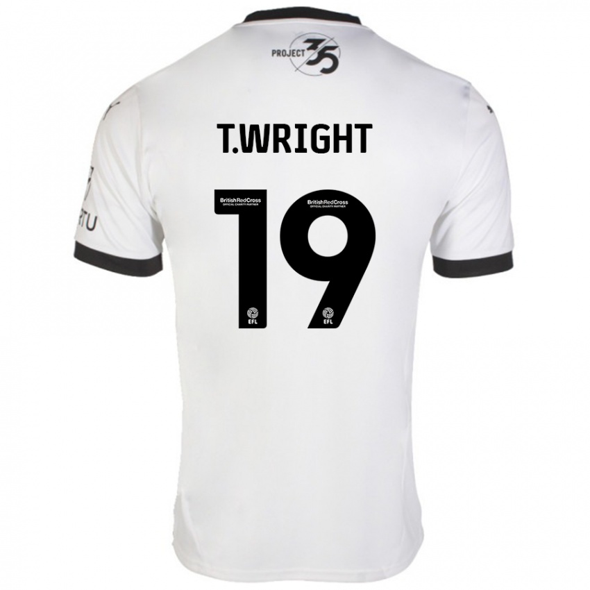 Heren Tyreik Wright #19 Wit Zwart Uitshirt Uittenue 2024/25 T-Shirt