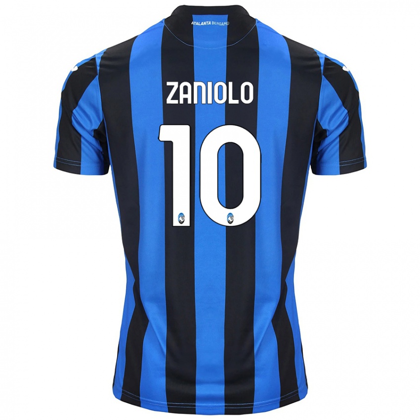 Dames Nicolo Zaniolo #10 Blauw Zwart Thuisshirt Thuistenue 2024/25 T-Shirt