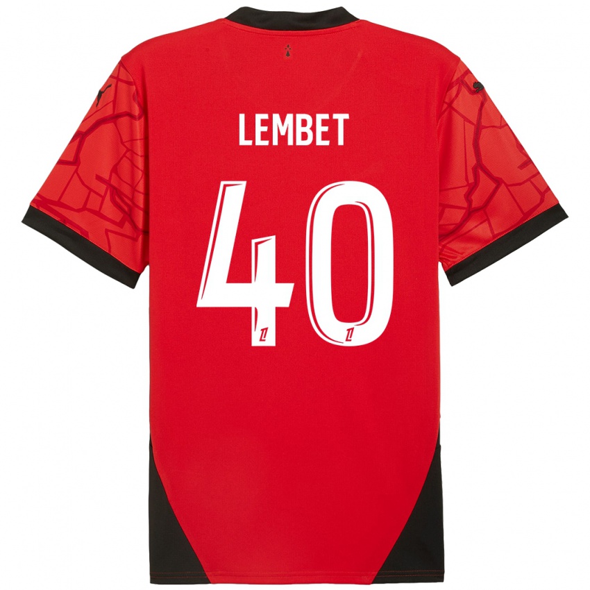 Dames Geoffrey Lembet #40 Rood Zwart Thuisshirt Thuistenue 2024/25 T-Shirt