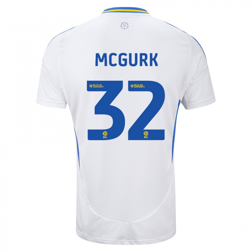 Dames Sean Mcgurk #32 Wit Blauw Thuisshirt Thuistenue 2024/25 T-Shirt