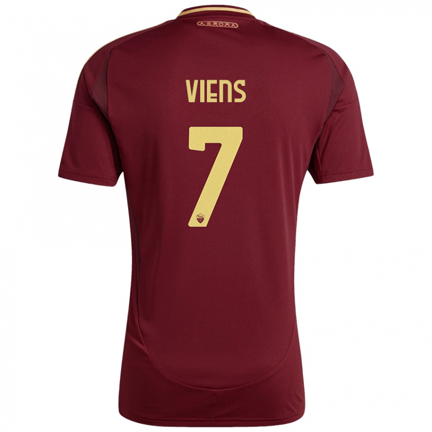 Dames Evelyne Viens #7 Rood Bruin Goud Thuisshirt Thuistenue 2024/25 T-Shirt